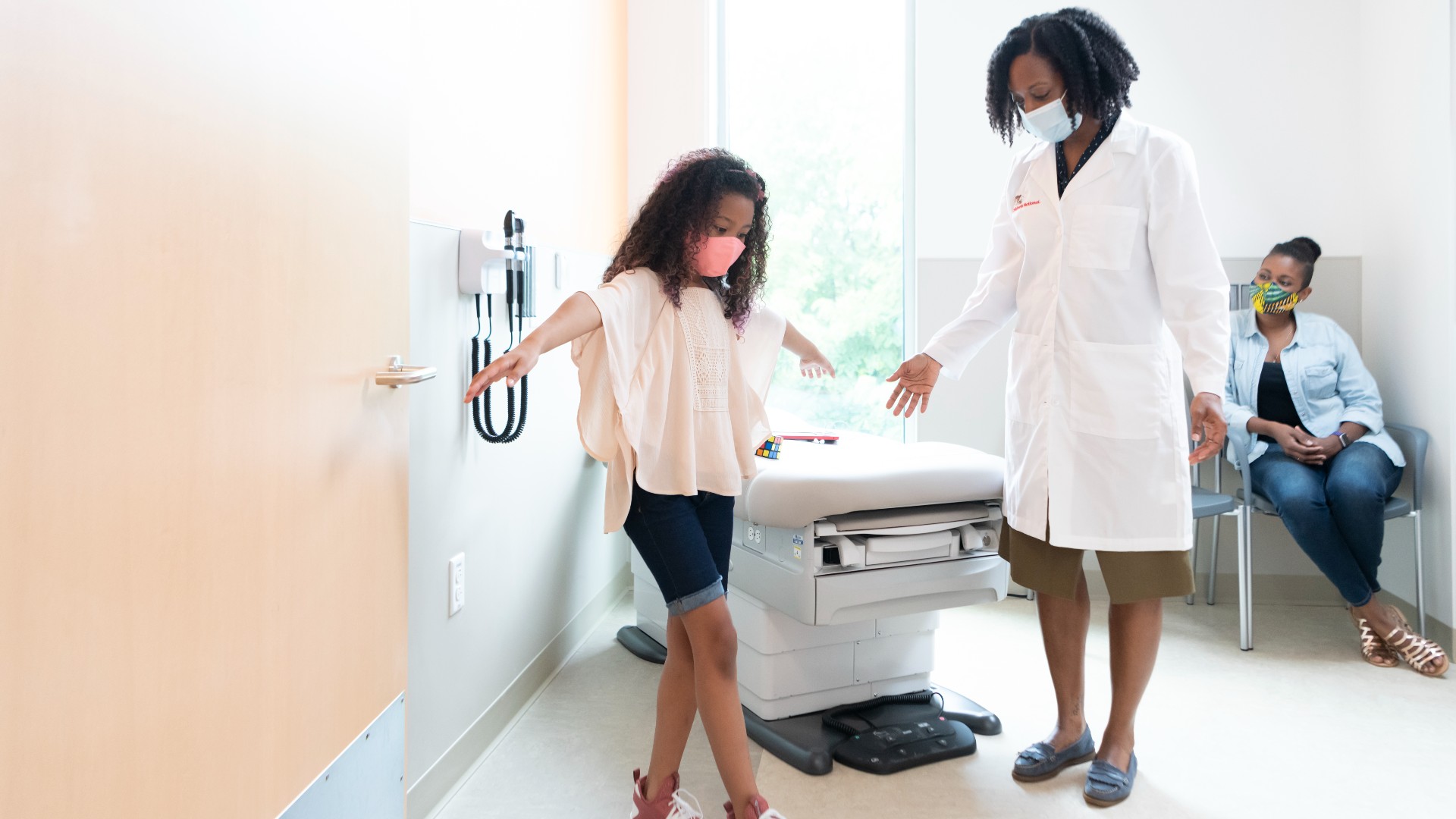 Pre-teen girl practicing balance for her provider